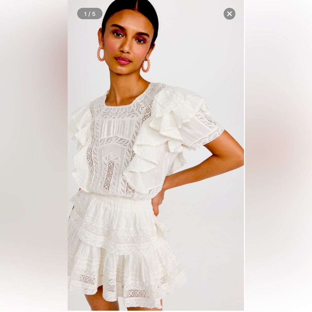 LoveShackFancy Stella Dress Antique White M